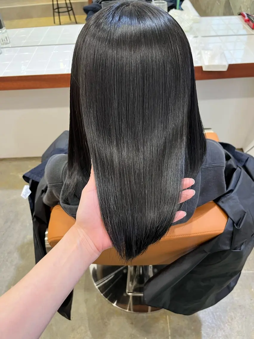 ミディアム 縮毛矯正 Sanaダブルカラー ✨️パルコ徒歩1分のヘアスタイル