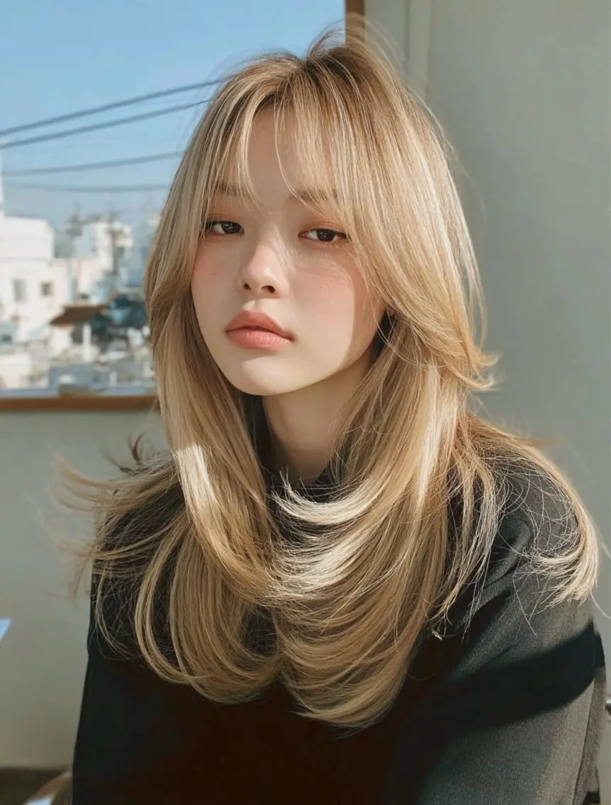 ロング カラー 透明感カラー レイヤーカット ロング カット ヘアカラー トリートメント 🌿透明感カラー レイヤーカットのヘアスタイル