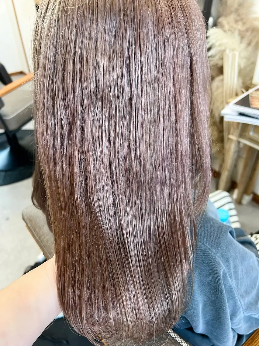 セミロング カラー ベージュカラー ブリーチ ピンクカラー ピンクベージュ ホワイトピンク hair works raptureのヘアスタイル