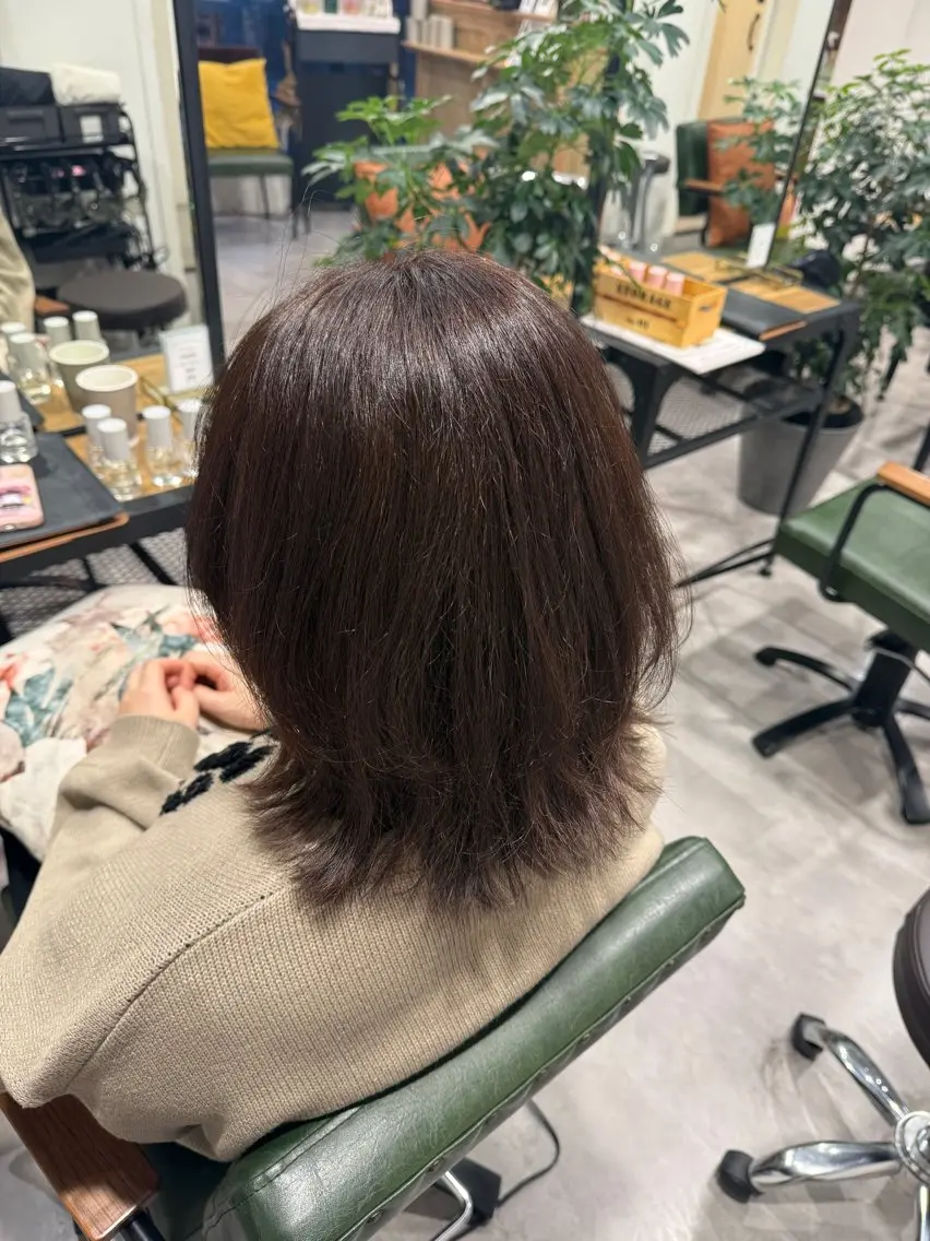 ミディアム くびれヘア レイヤーカット カット ヘアカラー オリーブ🫒レイヤー /平尾/りの‎🤍のヘアスタイル