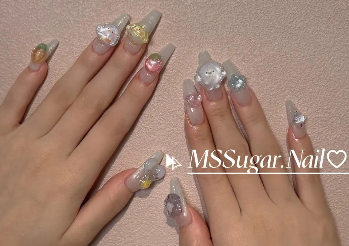 ネイル ハロウィン ロングネイル マグネットネイル スカルプネイル ネイルチップ MSSugar Nailのネイルデザイン