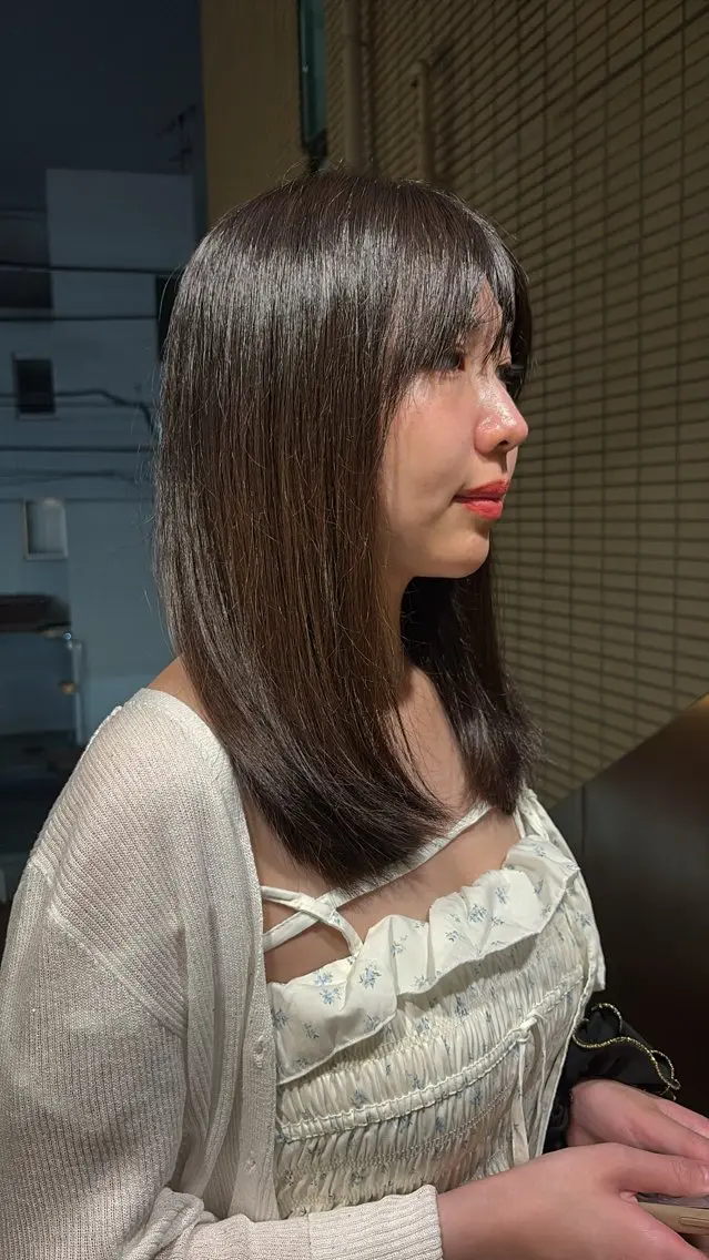 ミディアム カラー ブラウンカラー 透明感カラー ヘアカラー トリートメント anji /パーマ・ハイトーンのヘアスタイル