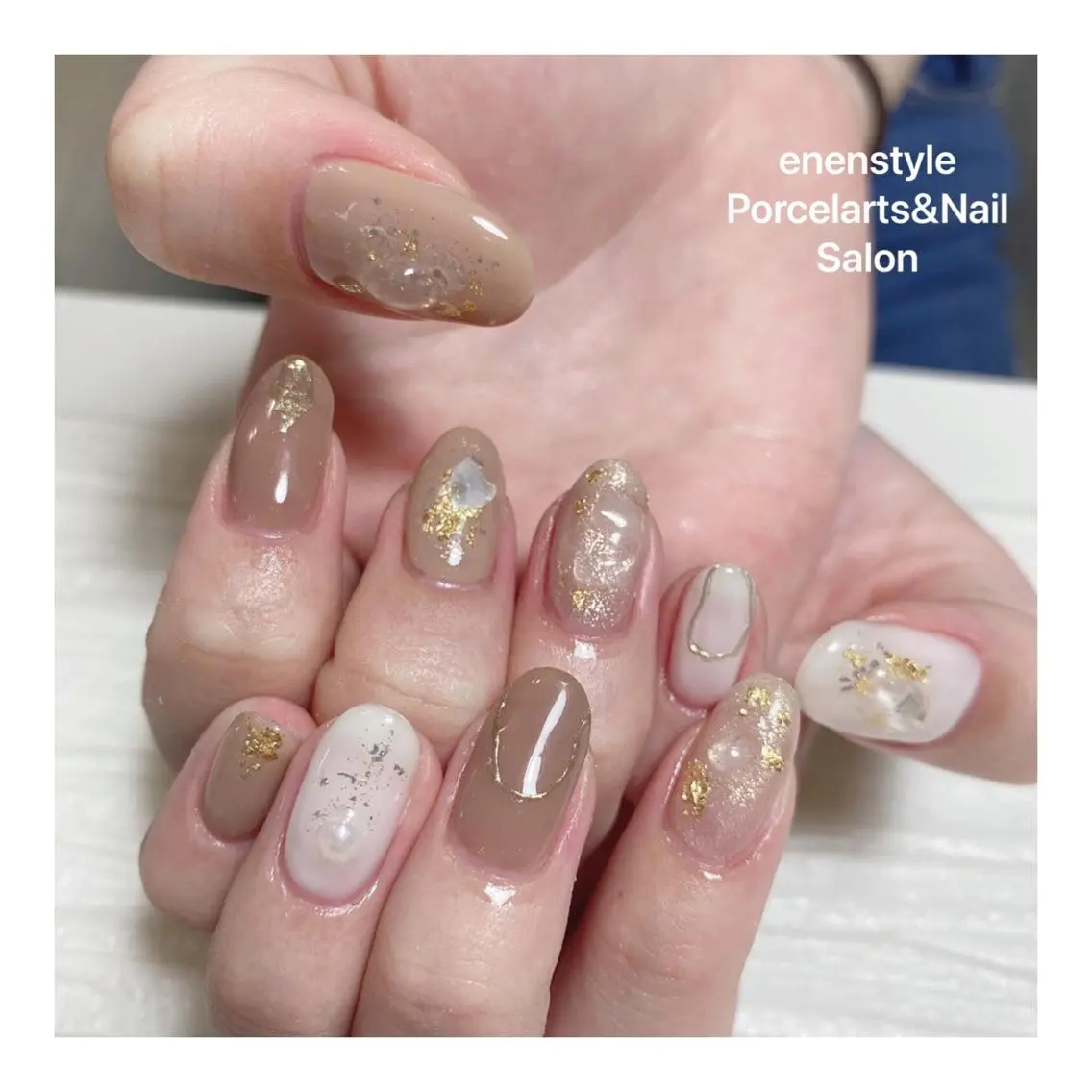 ミディアム ネイル ハンドネイル 🐾enen style 🐾のネイルデザイン