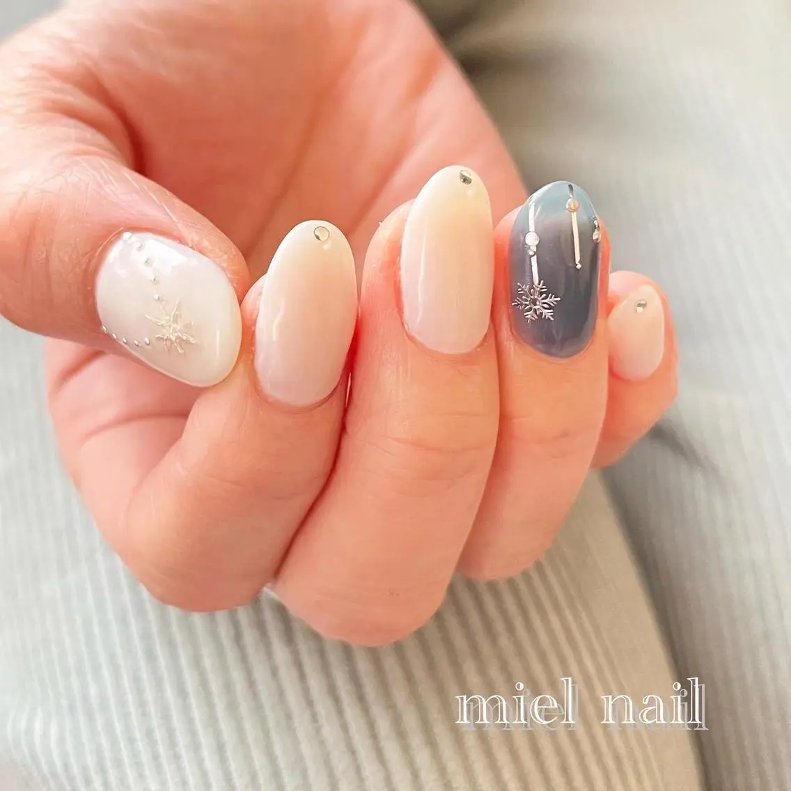 ネイル 冬ネイル ハンドネイル miel nailのネイルデザイン