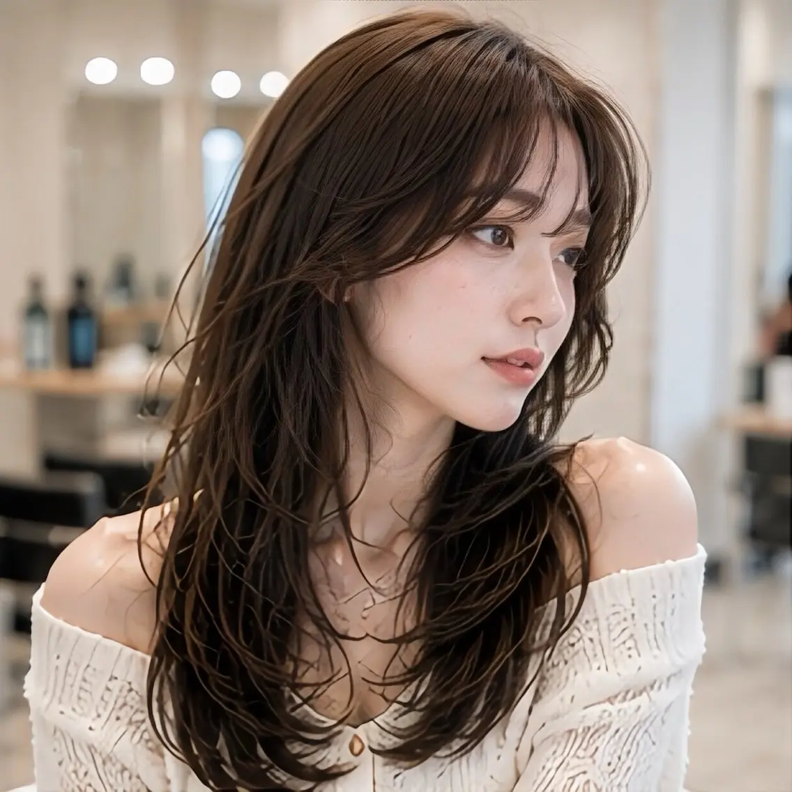 ロング カット レイヤー/顔まわり /縮毛矯正/おばかんのヘアスタイル