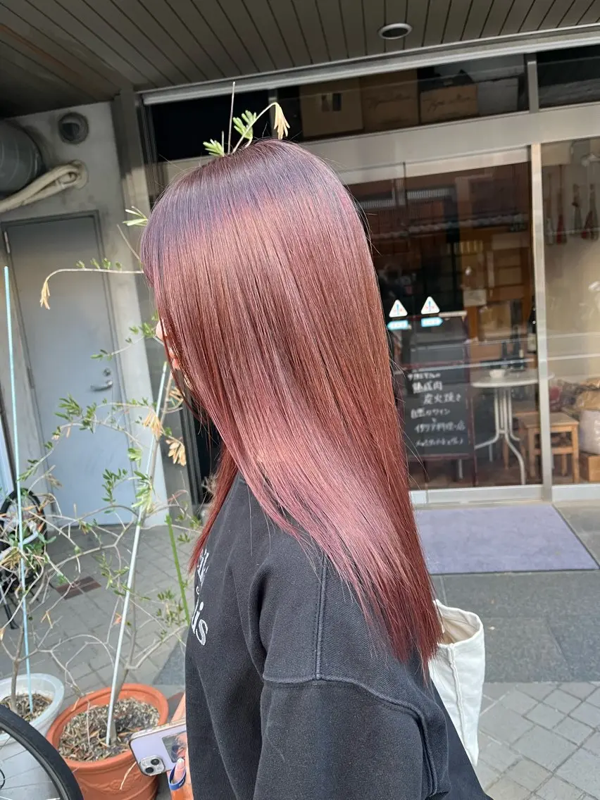 ロング カラー 透明感カラー ピンクカラー HIYOSHI　✂︎ 艶髪職人のヘアスタイル
