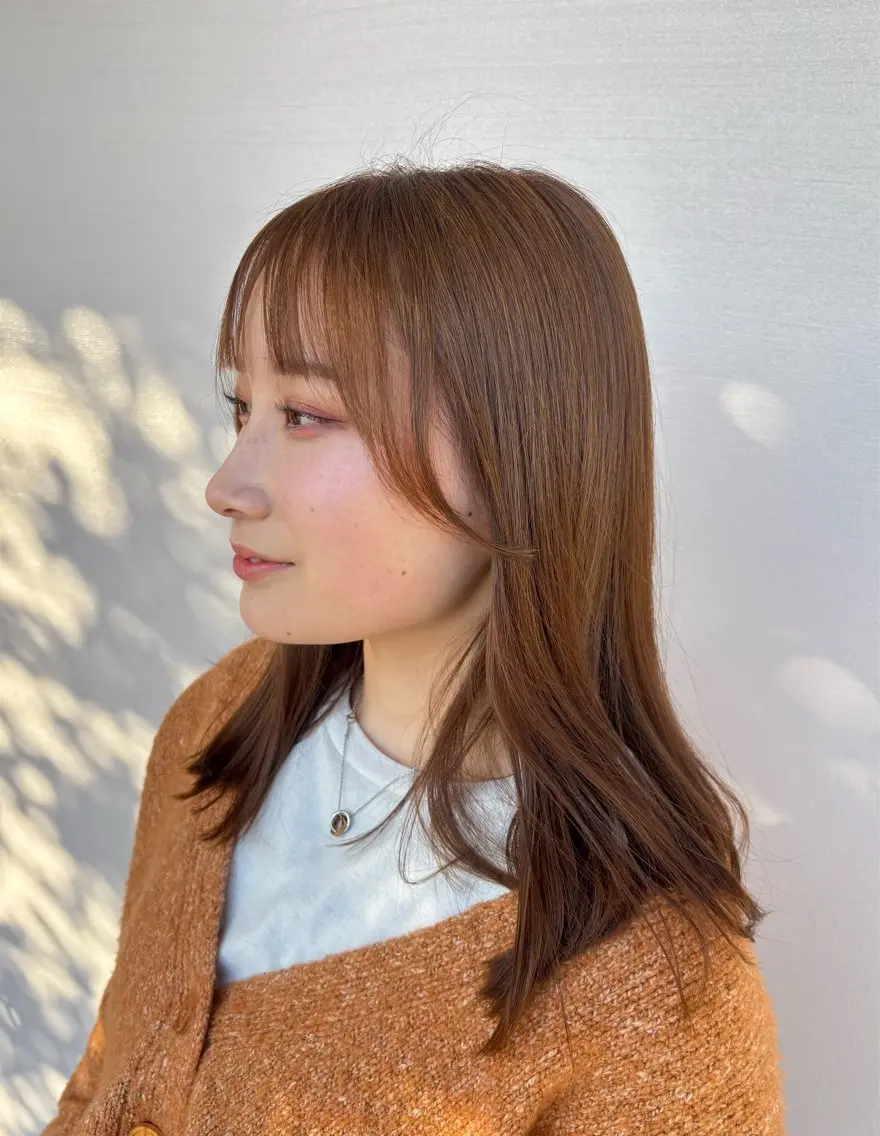 セミロング ヘアカラー トリートメント 🐋透明感・ツヤ /韓国風カラー🥣のヘアスタイル