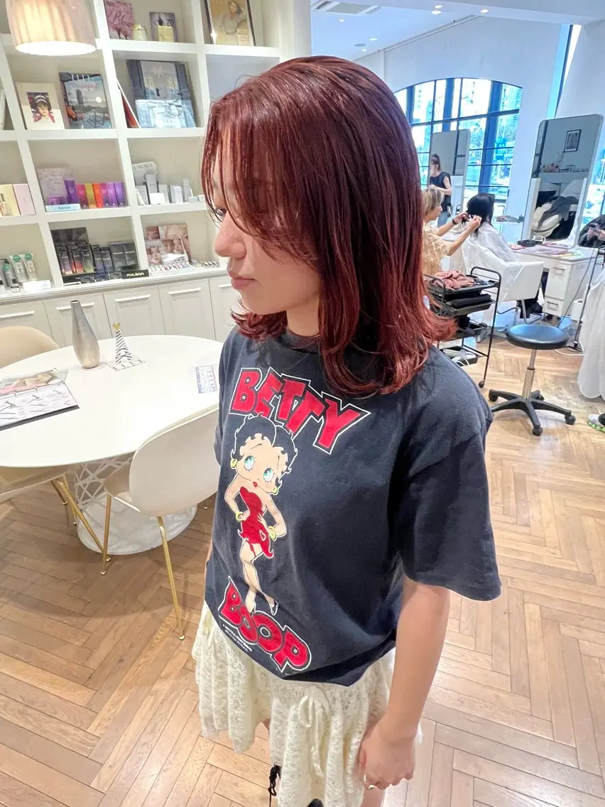 ミディアム カラー オレンジ カット ヘアカラー トリートメント 似合わせ/レイヤー 💟SAEのヘアスタイル