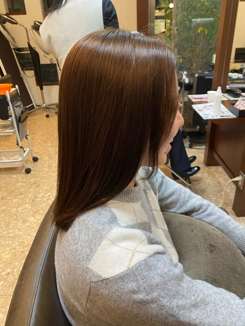 ミディアム カラー ブラウンカラー トリートメント オガワ🫧 三越前のヘアスタイル
