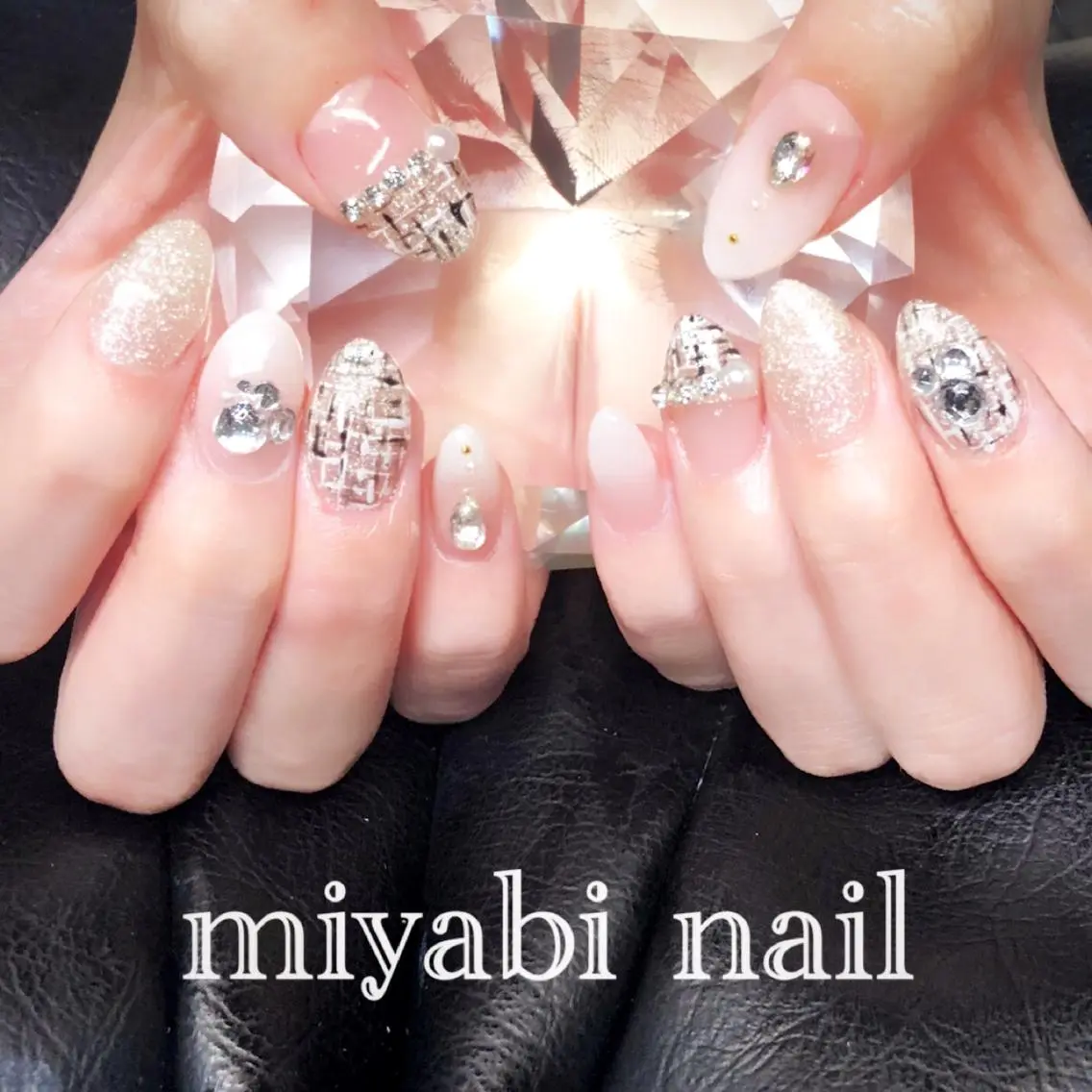 ネイル アートネイル 長さ出し ジェルネイル グラデーション 持ち込み ハンドネイル miyabi nail 桂川駅近くのネイルデザイン