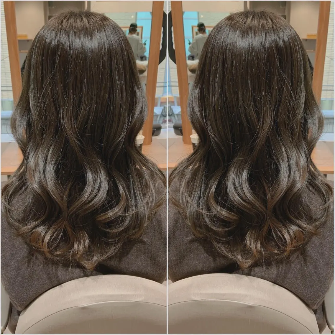 セミロング カラー ヘアアレンジ グレージュ カーキグレージュ カット ヘアカラー トリートメント 韓国hair🦋 Nanaのヘアスタイル