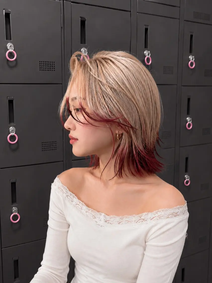 ミディアム 🍒ベージュ×エンド カラー🍒まゆかのヘアスタイル
