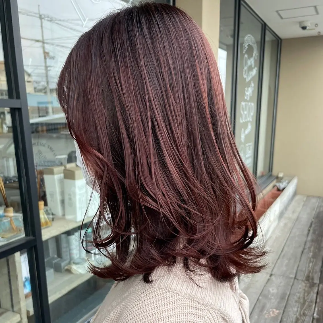 ミディアム カラー ブラウンカラー ピンクカラー ピンクブラウン ヘアカラー 透明感カラー/パーマ 🌀アオノのヘアスタイル