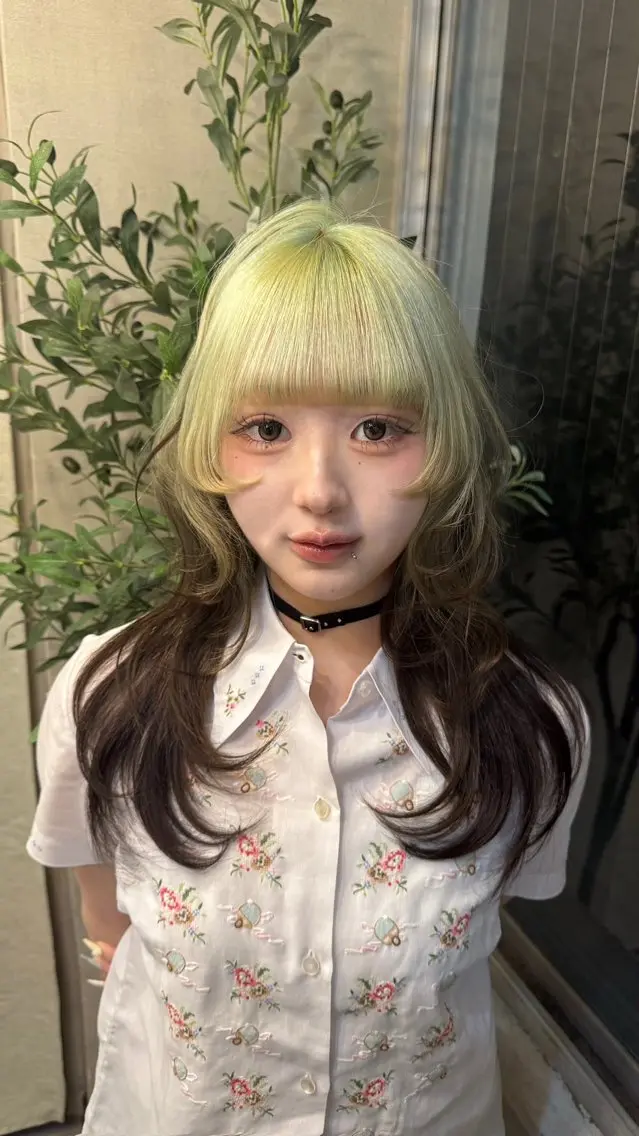 ロング カラー ミント ミントグリーン ヘアカラー KAHO ☆のヘアスタイル