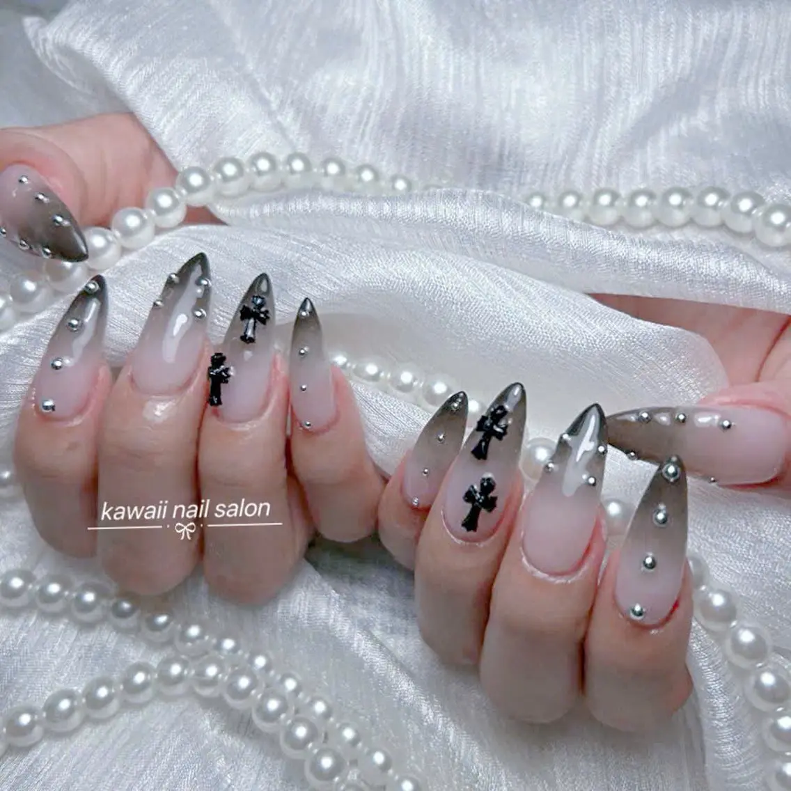 ネイル チークネイル ドット フレンチネイル 韓国ネイル レース Kawaii _Nailのネイルデザイン