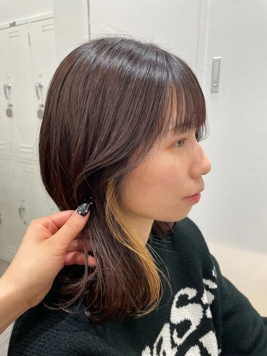 セミロング カット ヘアカラー トリートメント ミルクティーベージュ レイヤー/あげは🎀のヘアスタイル