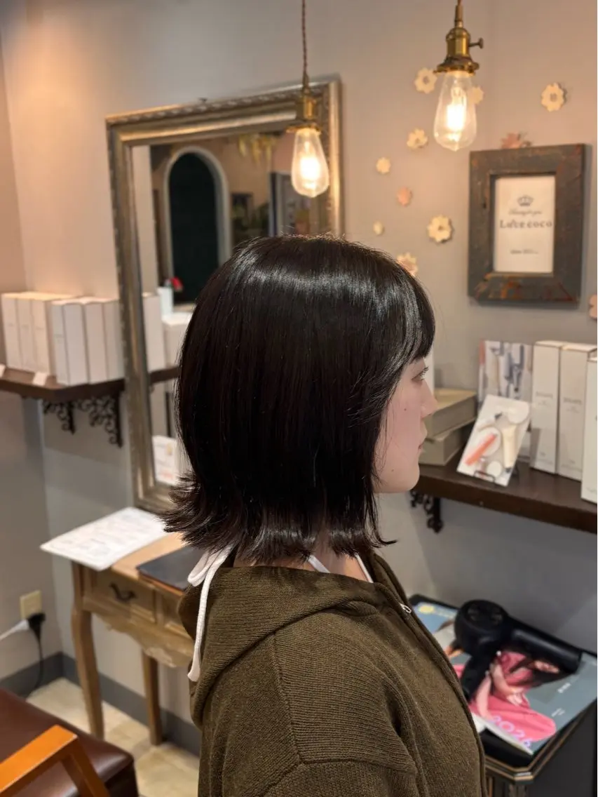 ミディアム カラー カット ヘアカラー 🌱なゆみ🌱透明感 /ナチュラル/高宮のヘアスタイル