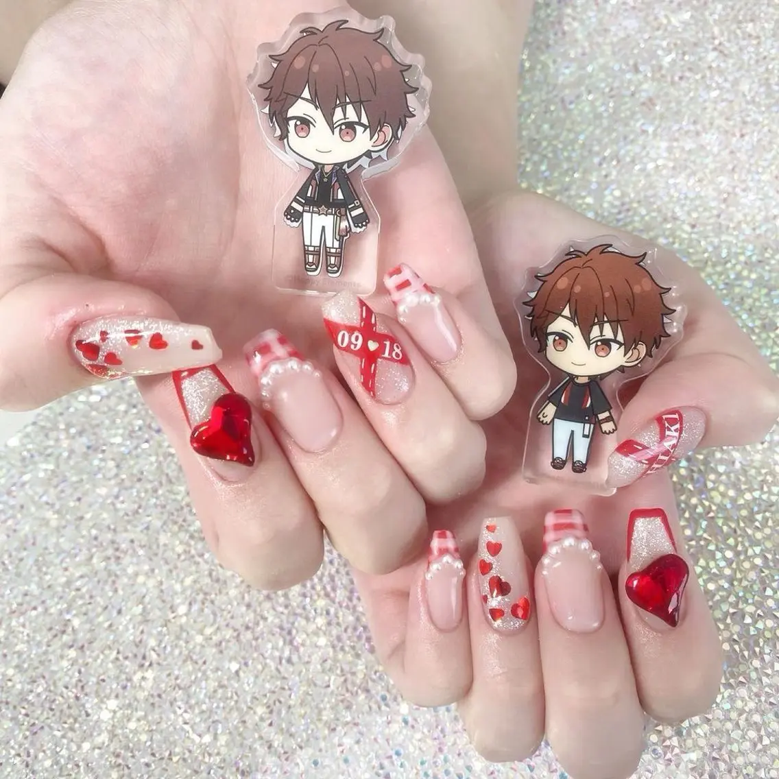 ネイル マグネットネイル ピンク ネイルチップ 冬ネイル Lee Nailsのネイルデザイン