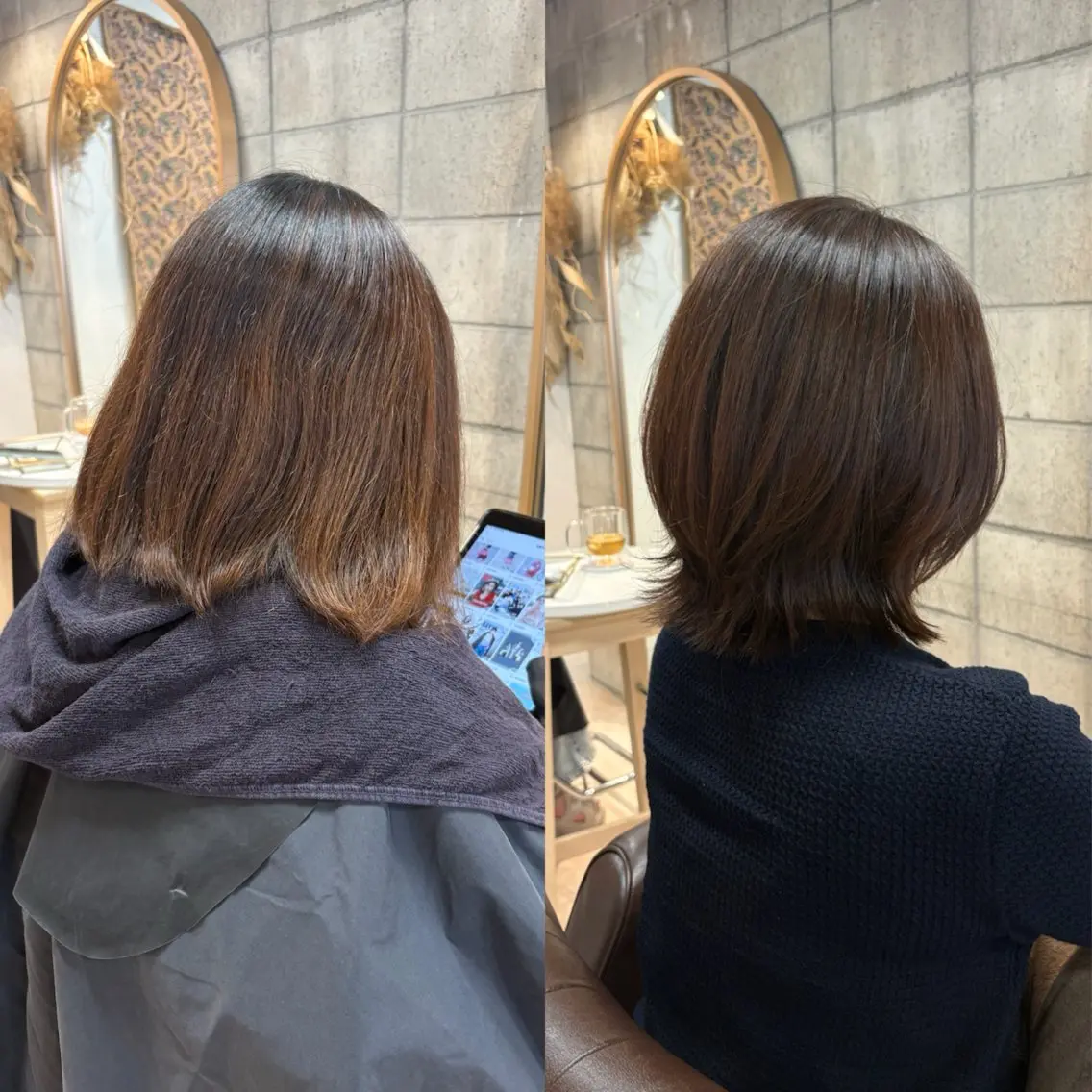 ミディアム カット ヘアカラー トリートメント 中村 潮音のヘアスタイル