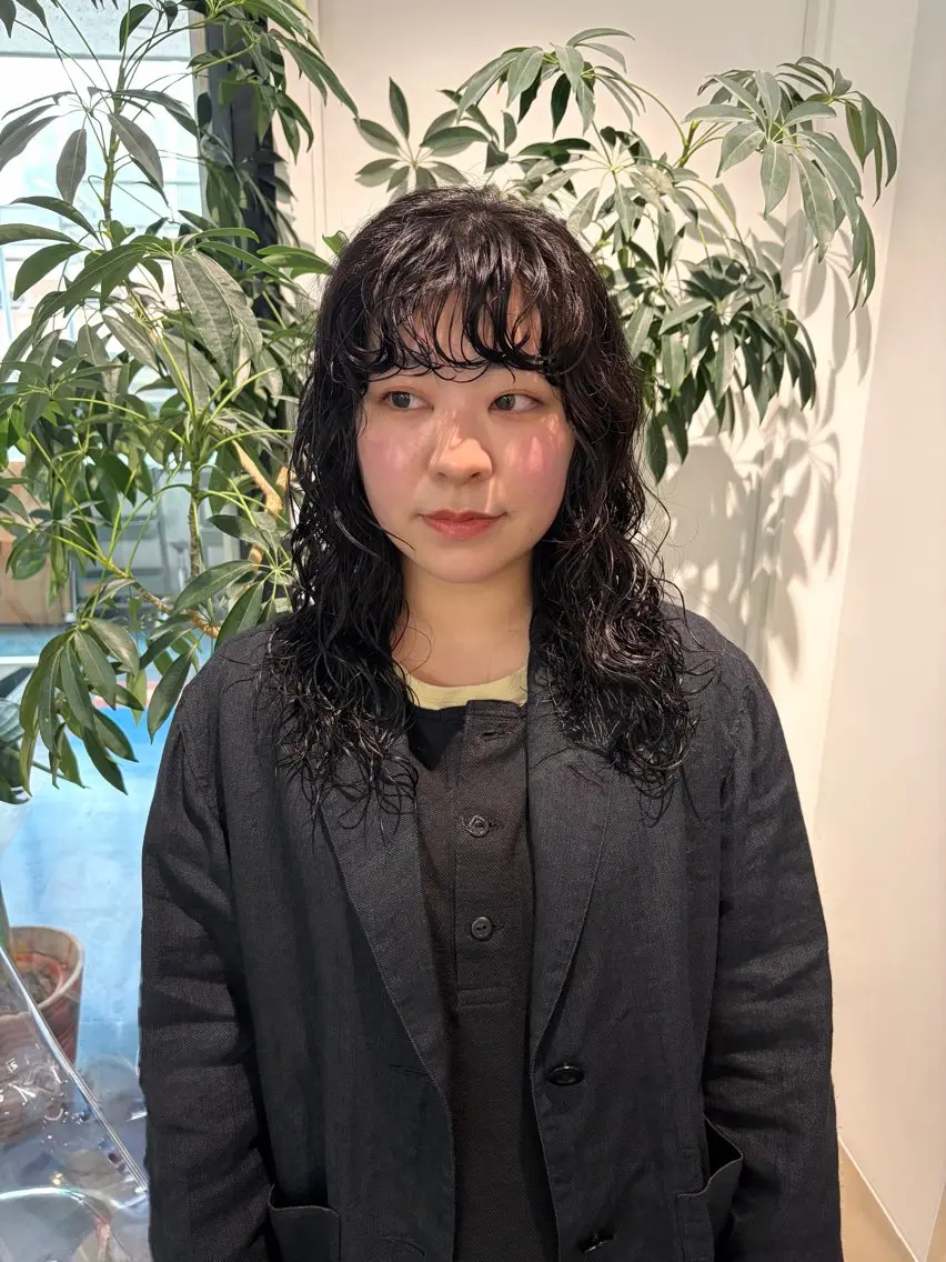 セミロング パーマ パーマ Nico☺︎🎀YU ボブ/カットのヘアスタイル