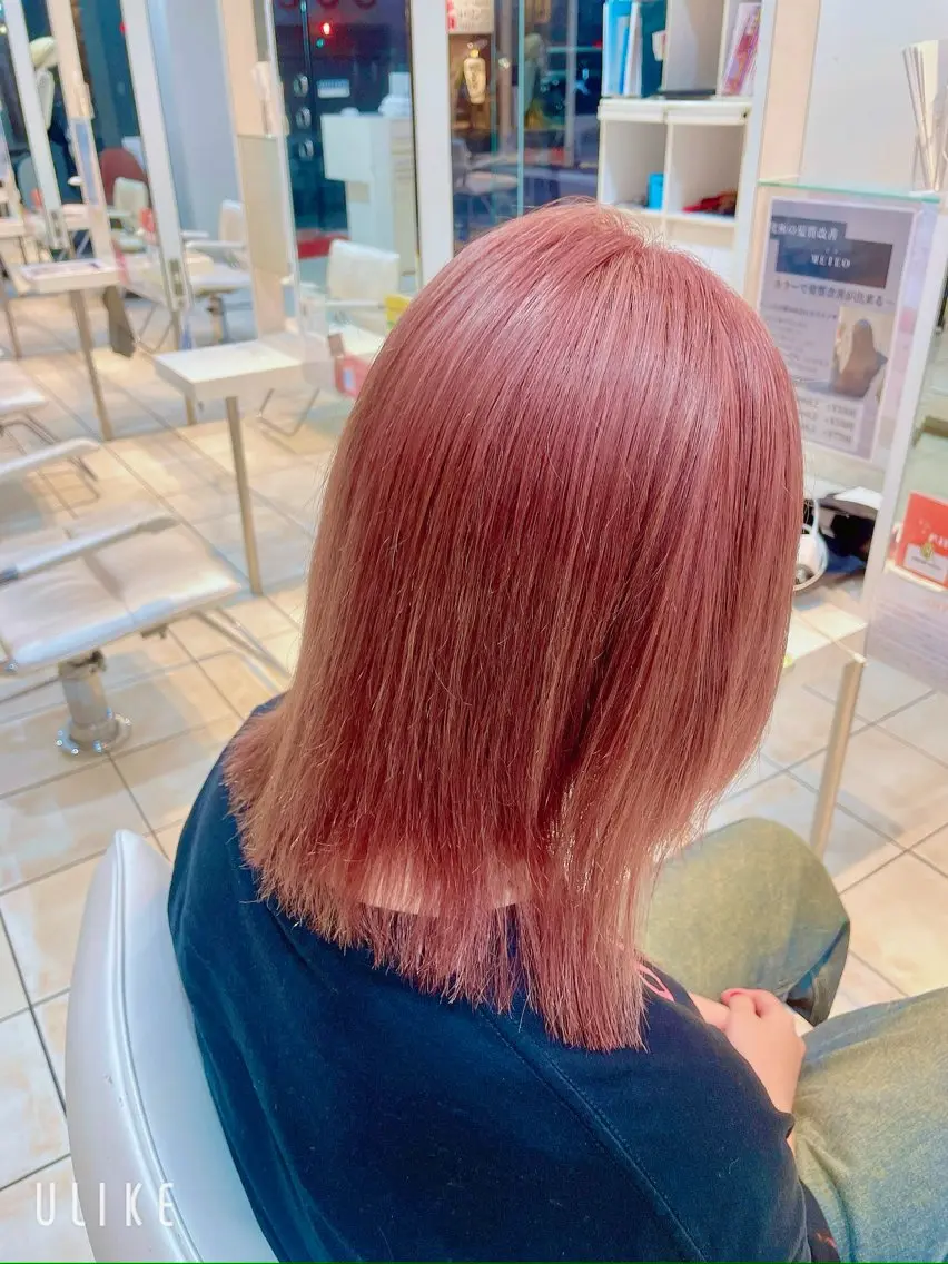 ミディアム カラー ピンクカラー ヘアカラー ブリーチ/ヘアセット 【𝙍𝙞𝙣𝙤】のヘアスタイル