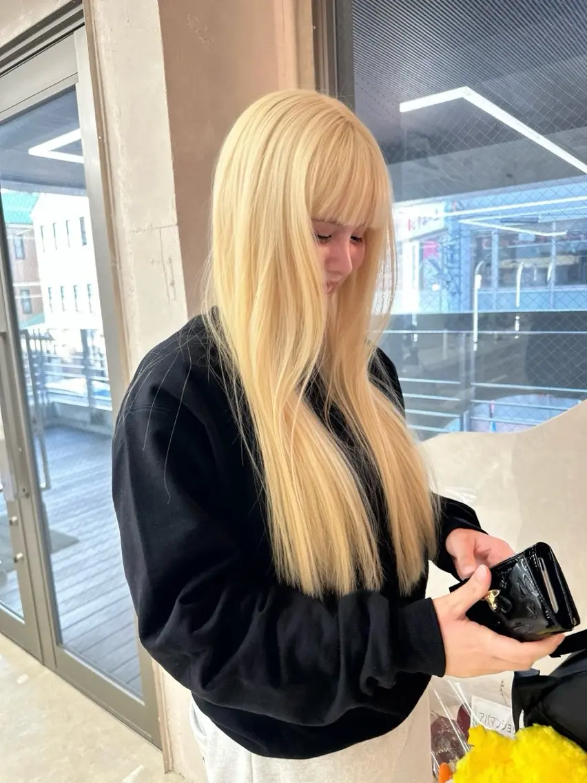 ロング カラー ブリーチ ブロンド ダブルカラー ハイライトカラー ハイトーンカラー ヘアカラー トリートメント XELM/RUI /高崎/ブリーチ/のヘアスタイル
