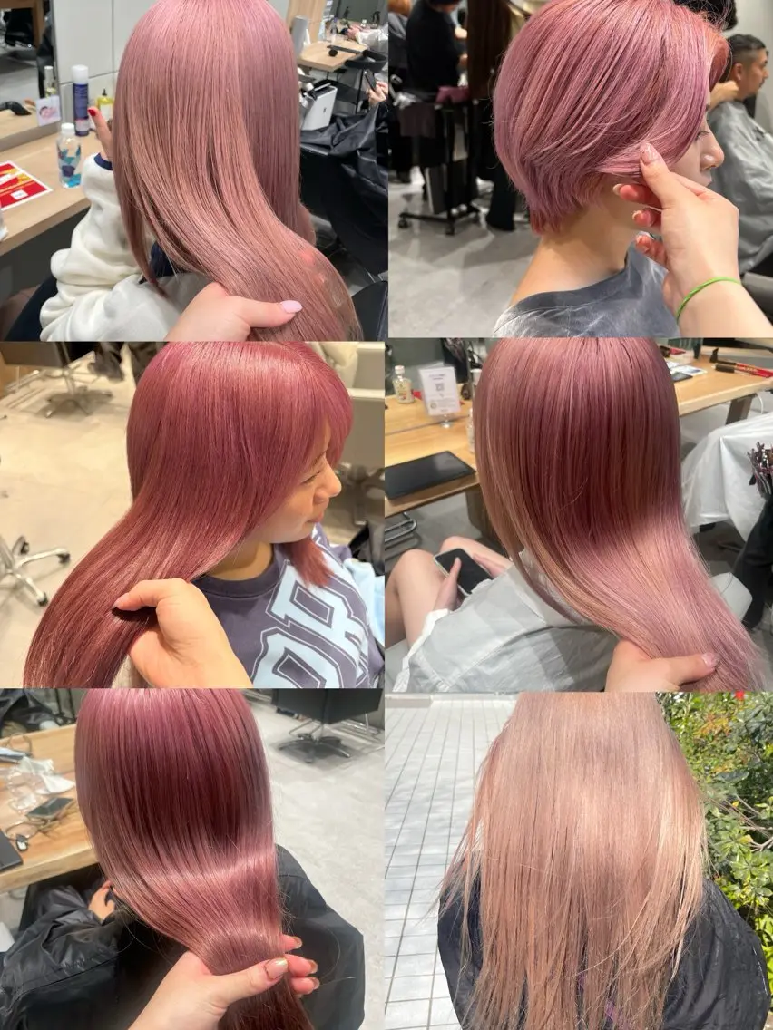 🩷肌色似合わせピンクカラー🩷ブリーチ+オンカラー🩷の写真