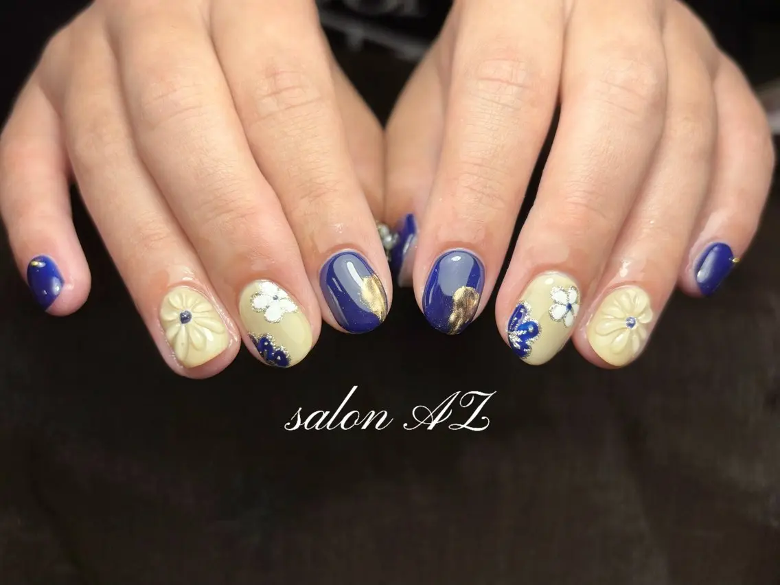 ネイル 長さ出し フットネイル フレンチネイル マグネットネイル ニュアンスネイル salon AZのネイルデザイン