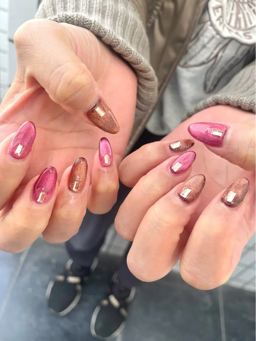 ネイル ジェルネイル マグネットネイル ハンドネイル Nail ヌシん家 AKANEのネイルデザイン