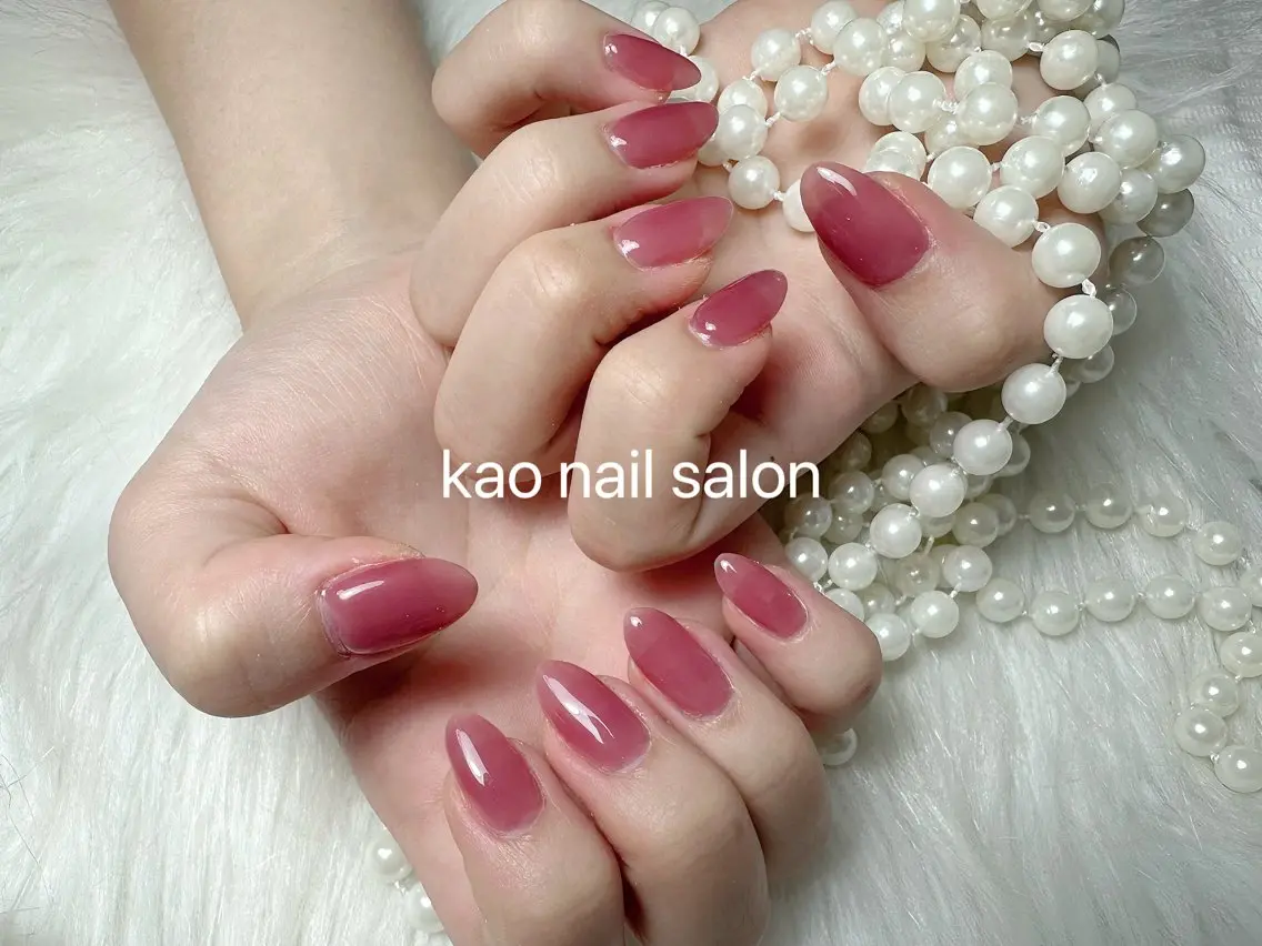 ネイル チークネイル 長さ出し フレンチネイル ジェルネイル ガラスフレンチ ハンドネイル kao nail マグネット/長さだしのネイルデザイン