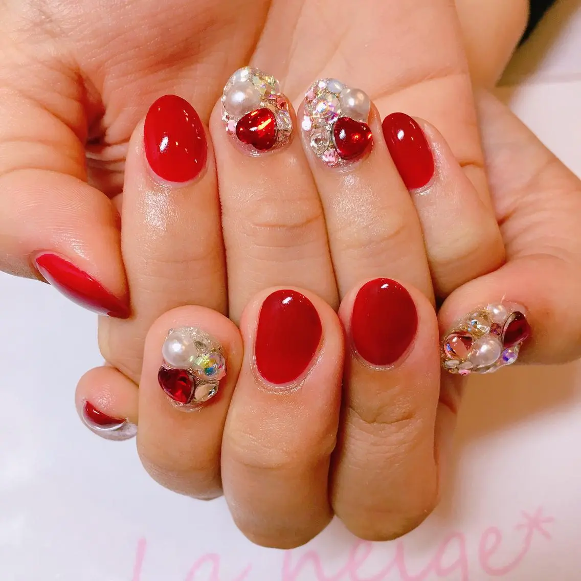 ネイル ハート La neige* yuki 🐩🌙のネイルデザイン