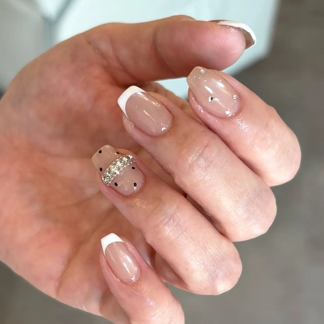 ネイル フレンチネイル マグネットネイル ハンドネイル sparkling mint_聖のネイルデザイン