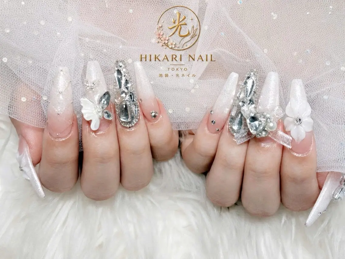 ネイル チークネイル 長さ出し フレンチネイル ガーリー ハロウィン ハンドネイル HikariNail Ikebukuroのネイルデザイン