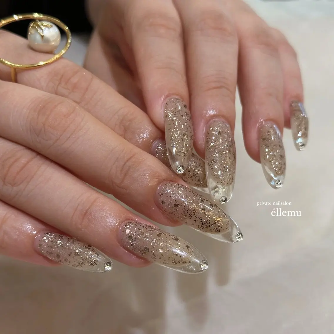 ネイル クリアネイル フレンチネイル ハンドネイル éllemu えるみゅのネイルデザイン