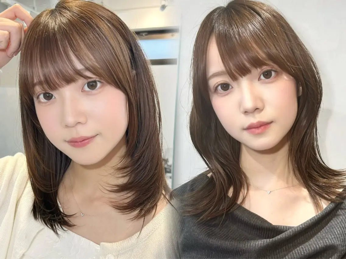 ミディアム カラー ミディアムレイヤー レイヤーカット 縮毛矯正 カット ヘアカラー 池袋/小顔レイヤー/ 顔まわり/taigaのヘアスタイル