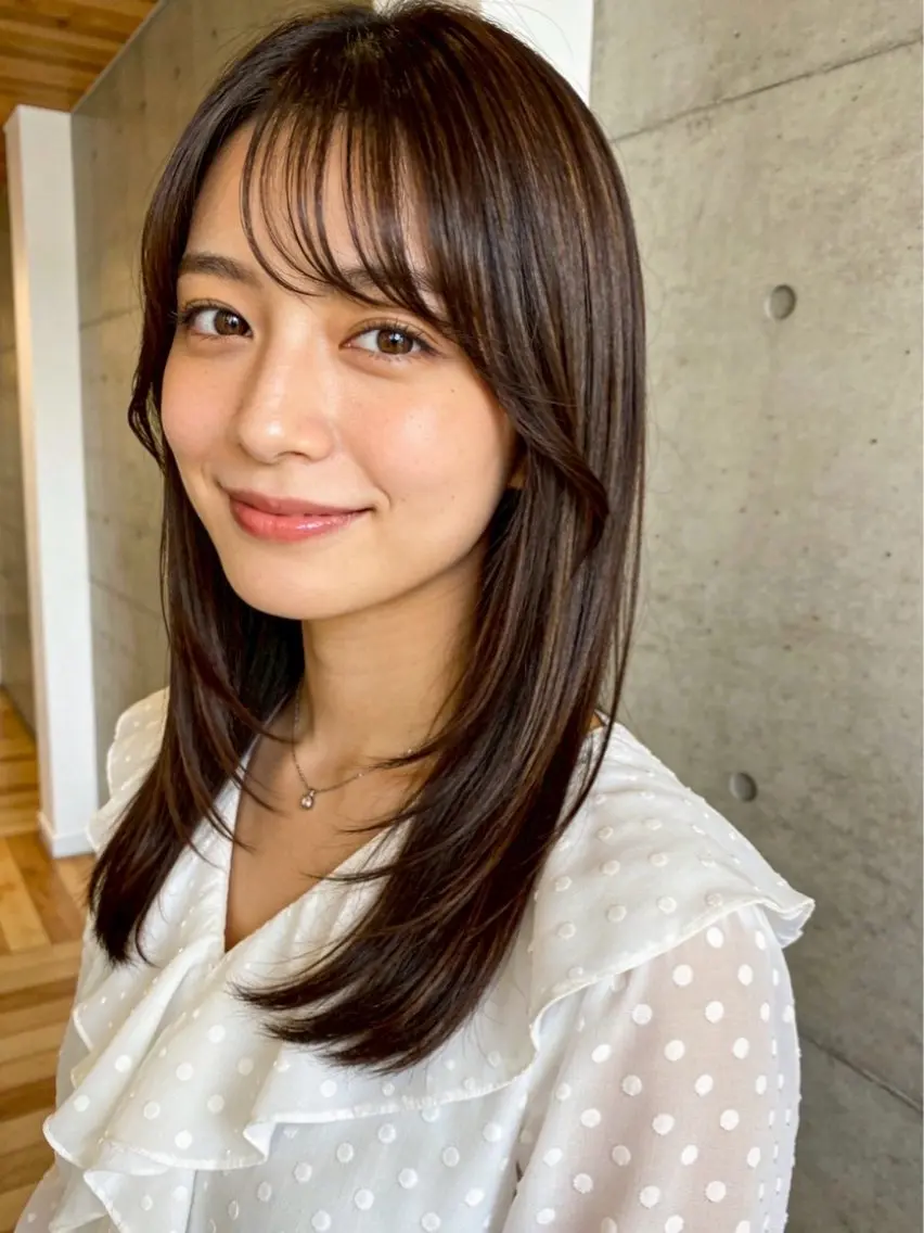 セミロング カラー カット 泉谷 莉可のヘアスタイル
