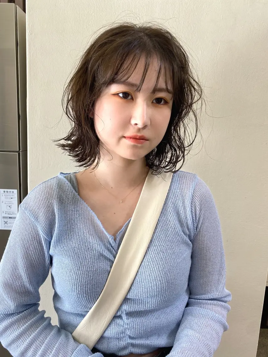 ショート カラー パーマ ヘアアレンジ 透明感カラー グレージュ オリーブグレージュ オリーブグレー 広島/ボブ/レイヤー 🌿‬wakabaのヘアスタイル