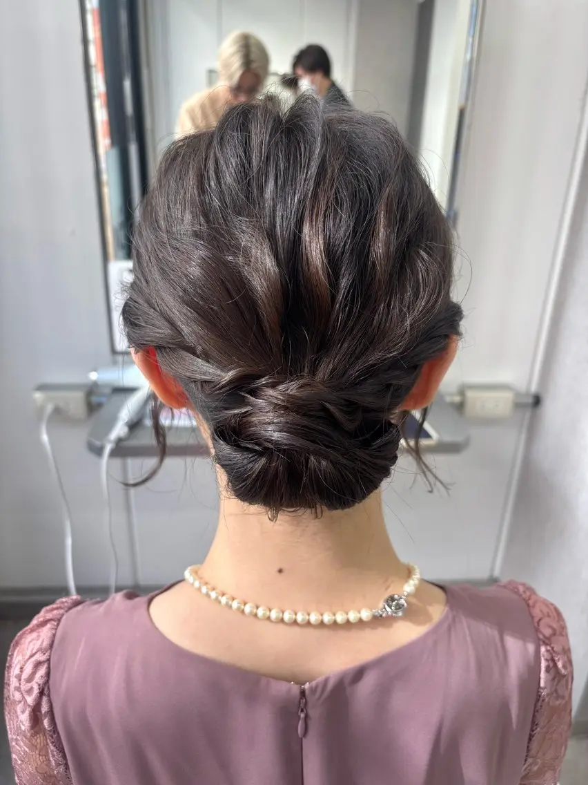 ヘアアレンジ 結婚式・ブライダル ローシニヨン ヘアセット 関山浩平ショート /ボブ/ヘアセットのヘアスタイル