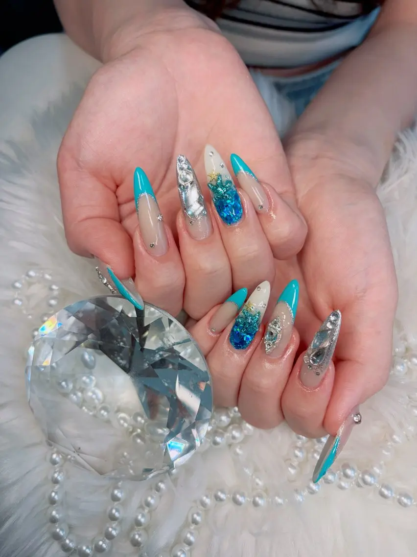 ネイル アートネイル オーロラネイル チークネイル 長さ出し フットネイル ハンドネイル Chan nailsのネイルデザイン