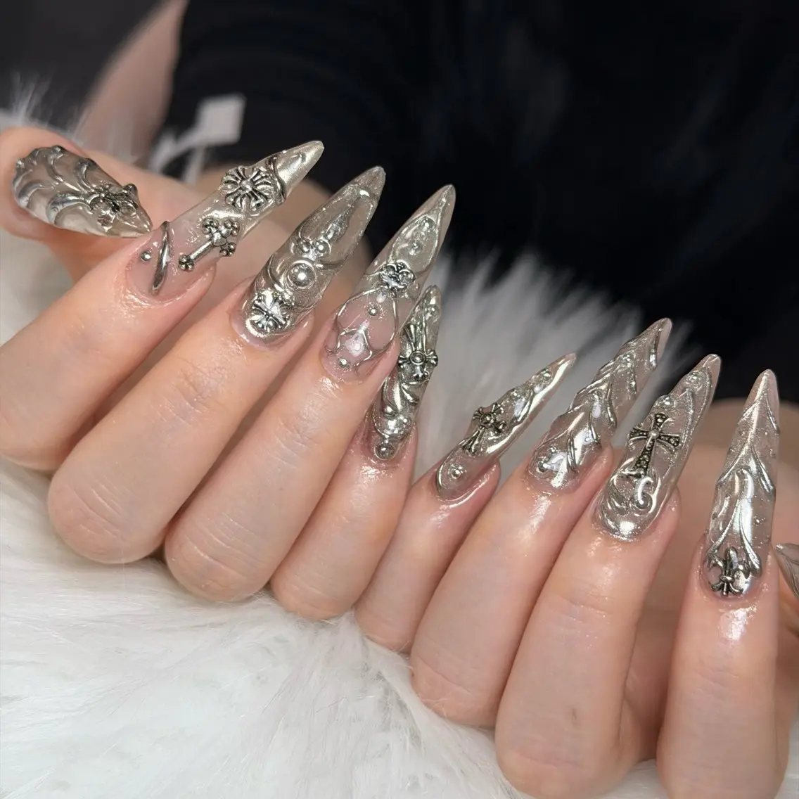 ネイル オーロラネイル 長さ出し フラッシュネイル フレンチネイル ジェルネイル Michi Nail Ikebukuroのネイルデザイン