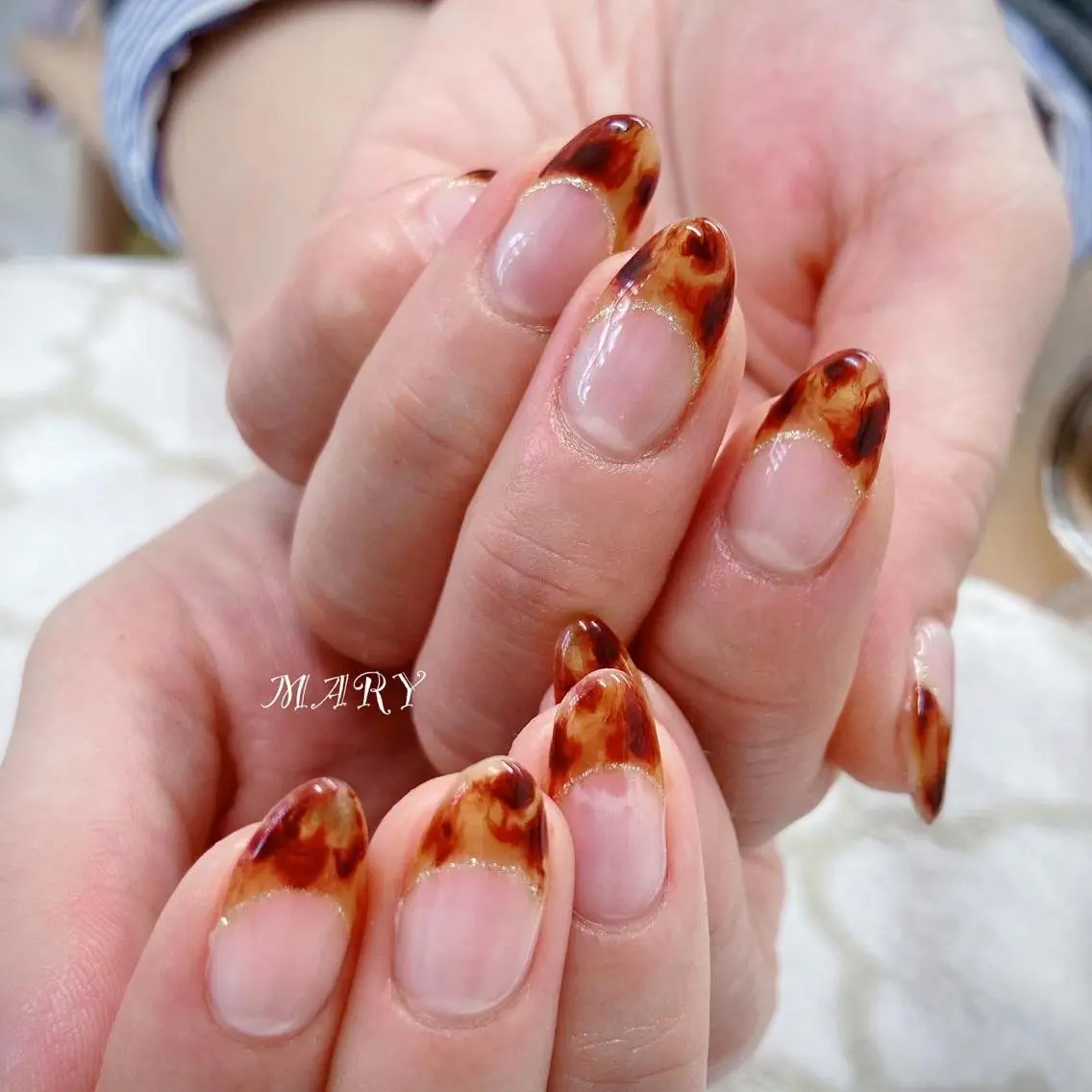 ネイル べっ甲ネイル フレンチネイル ハンドネイル Mary nail .narumiのネイルデザイン