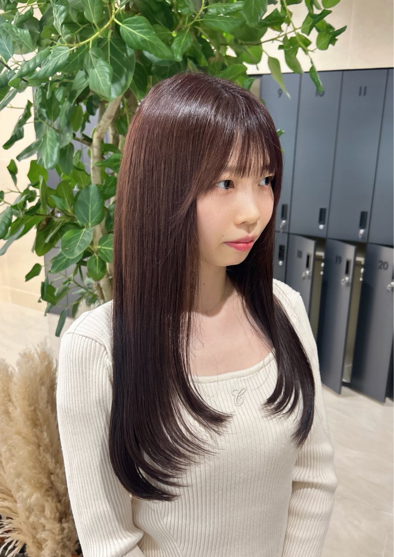 ロング カラー ブラウンカラー ラベンダーカラー 顔周りカット レイヤーカット カット トリートメント 山澄 南奈のヘアスタイル