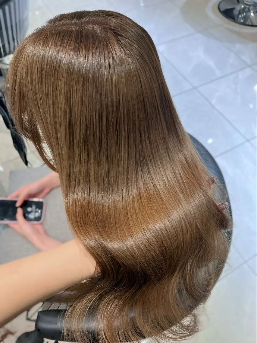 ロング カラー ベージュカラー ブリーチ ブリーチなしカラー カット ヘアカラー トリートメント 韓国レイヤー×モテ髪 /MITSUKI🤍のヘアスタイル
