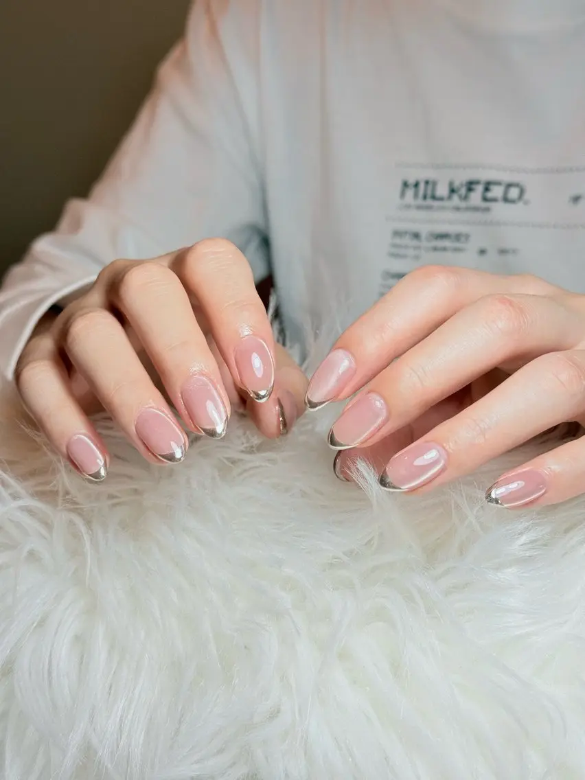 ネイル チークネイル フレンチネイル グラデーション キラキラネイル 韓国ネイル ハンドネイル Risa_ Nailのネイルデザイン