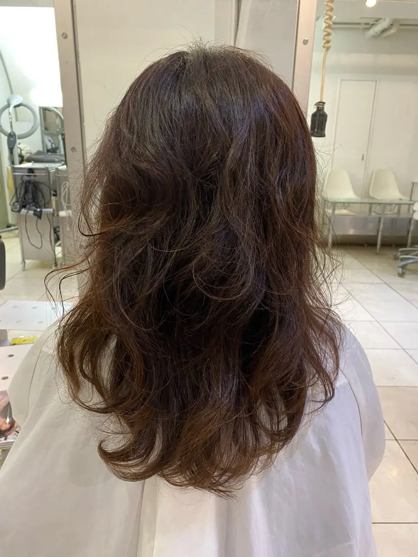 ロング パーマ ハイレイヤー レイヤーカット ショートカット/ カラーARAI🫧のヘアスタイル