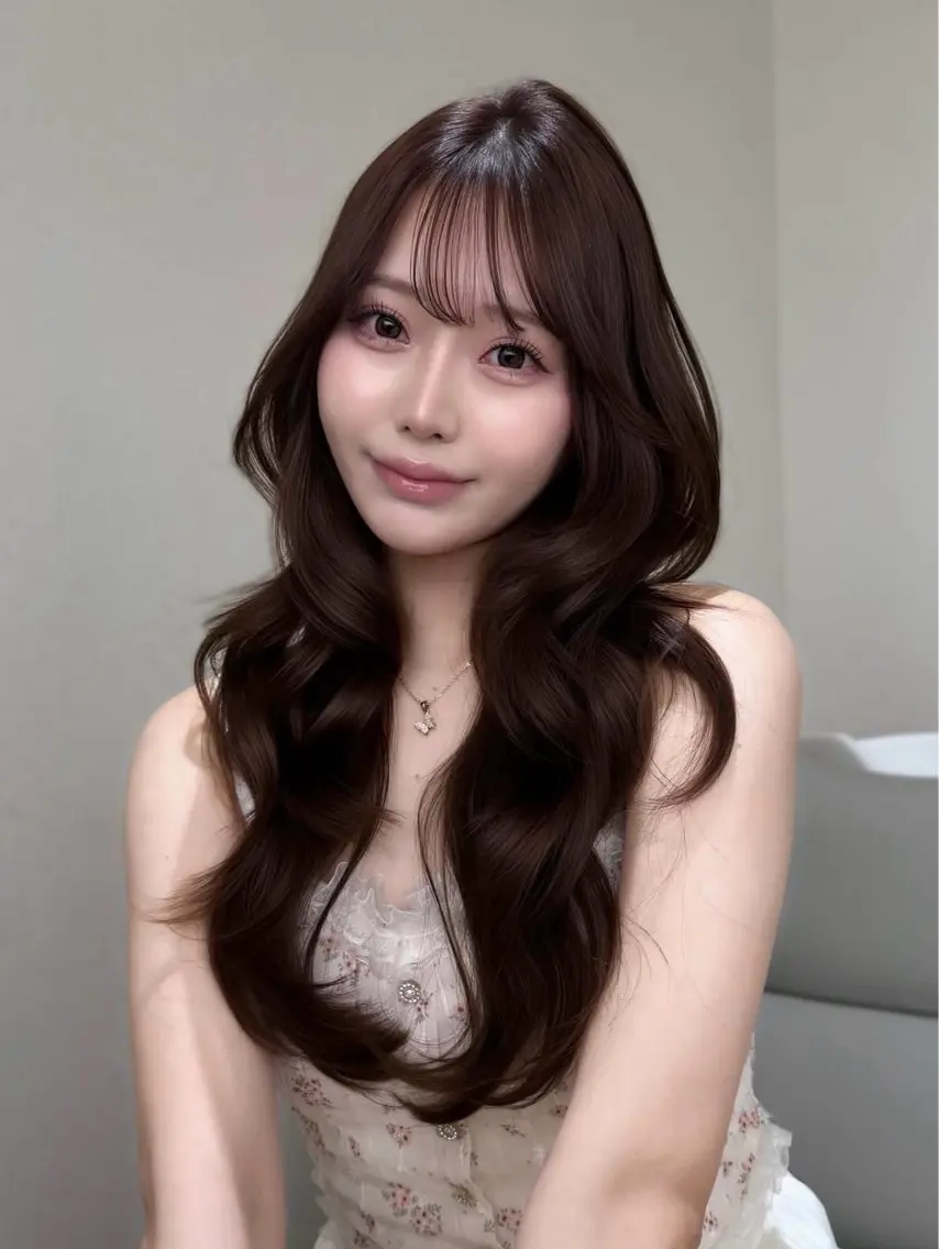 【 𝐂𝐨𝐥𝐨𝐫 】前髪カット ＋ プレミアムケアカラー ＋ COAトリートメント🤍〈 色持ち処理剤付き🪄〉の写真