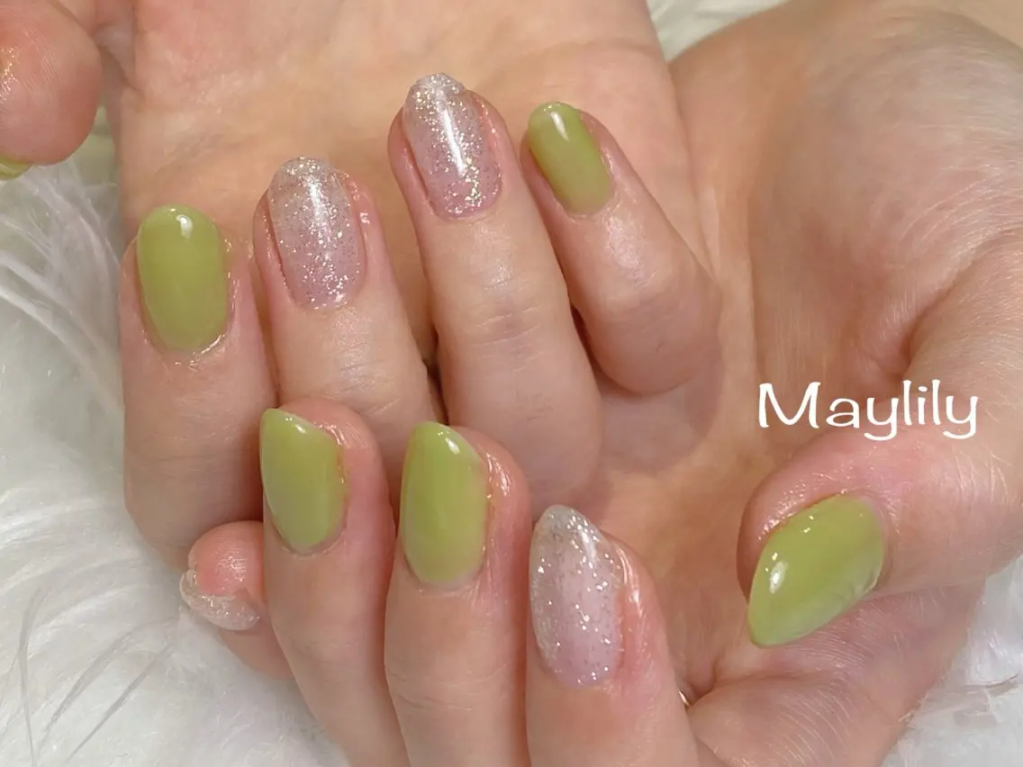 ネイル フラッシュネイル ラメ(グリッター) ワンカラーネイル ハンドネイル Nail salon Maylilyのネイルデザイン