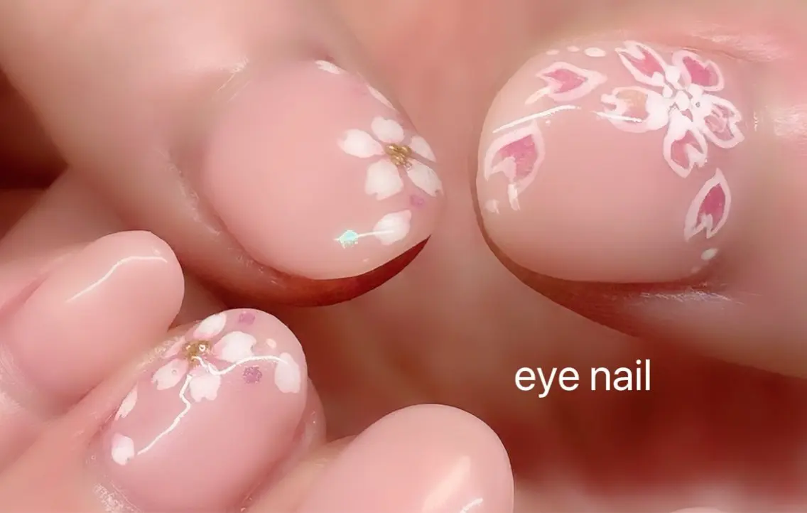 ネイル アートネイル 桜ネイル ジェルネイル ホログラムネイル ワンカラーネイル ハンドネイル Eye nailのネイルデザイン