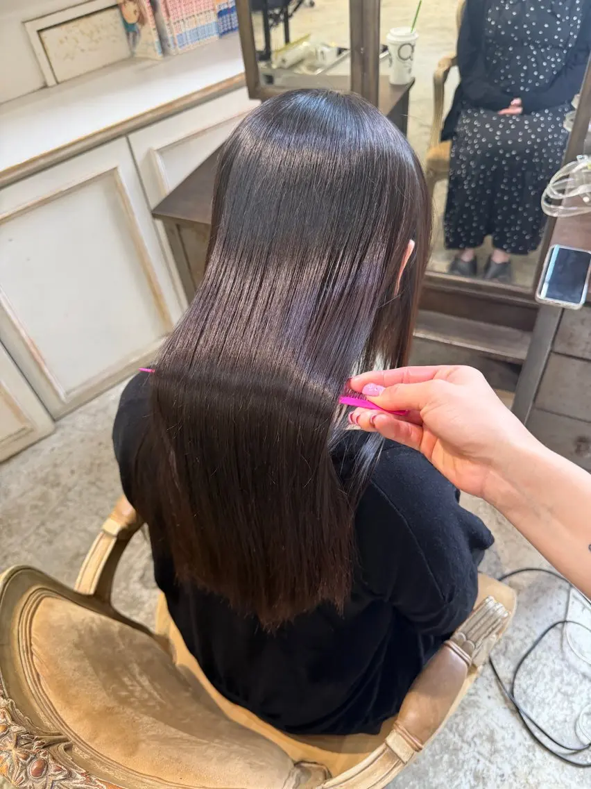 セミロング セミロングパーマ くせ毛 縮毛矯正 パーマ 💖撃！激🔥 可愛カラーKAO💖のヘアスタイル