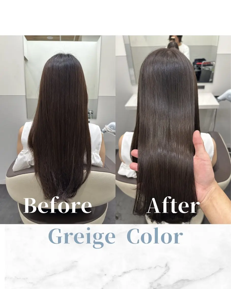 ロング カラー 透明感カラー グレージュ 髪質改善 トリートメント カット ヘアカラー トリートメント 【美髪矯正 /髪質改善】RINのヘアスタイル